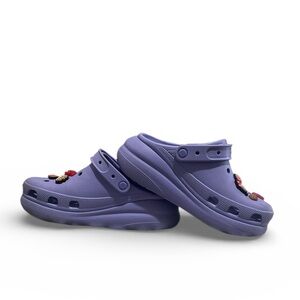 CROCS Women's Purple Platform Clogs with Charms